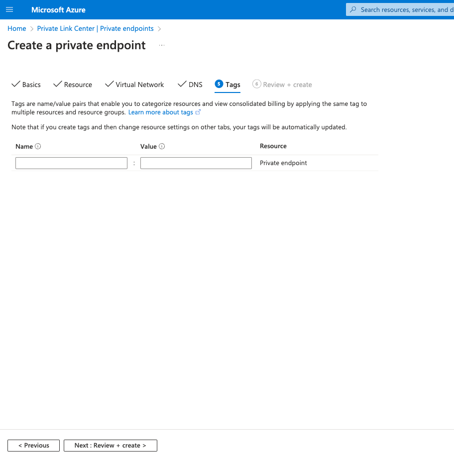 Private Endpoint Tags - Zoomed
