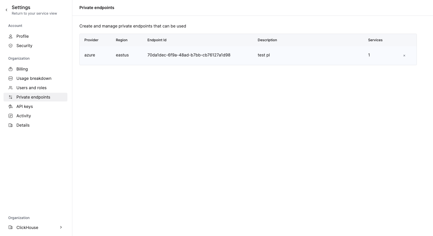 Remove Private Endpoint - Zoomed