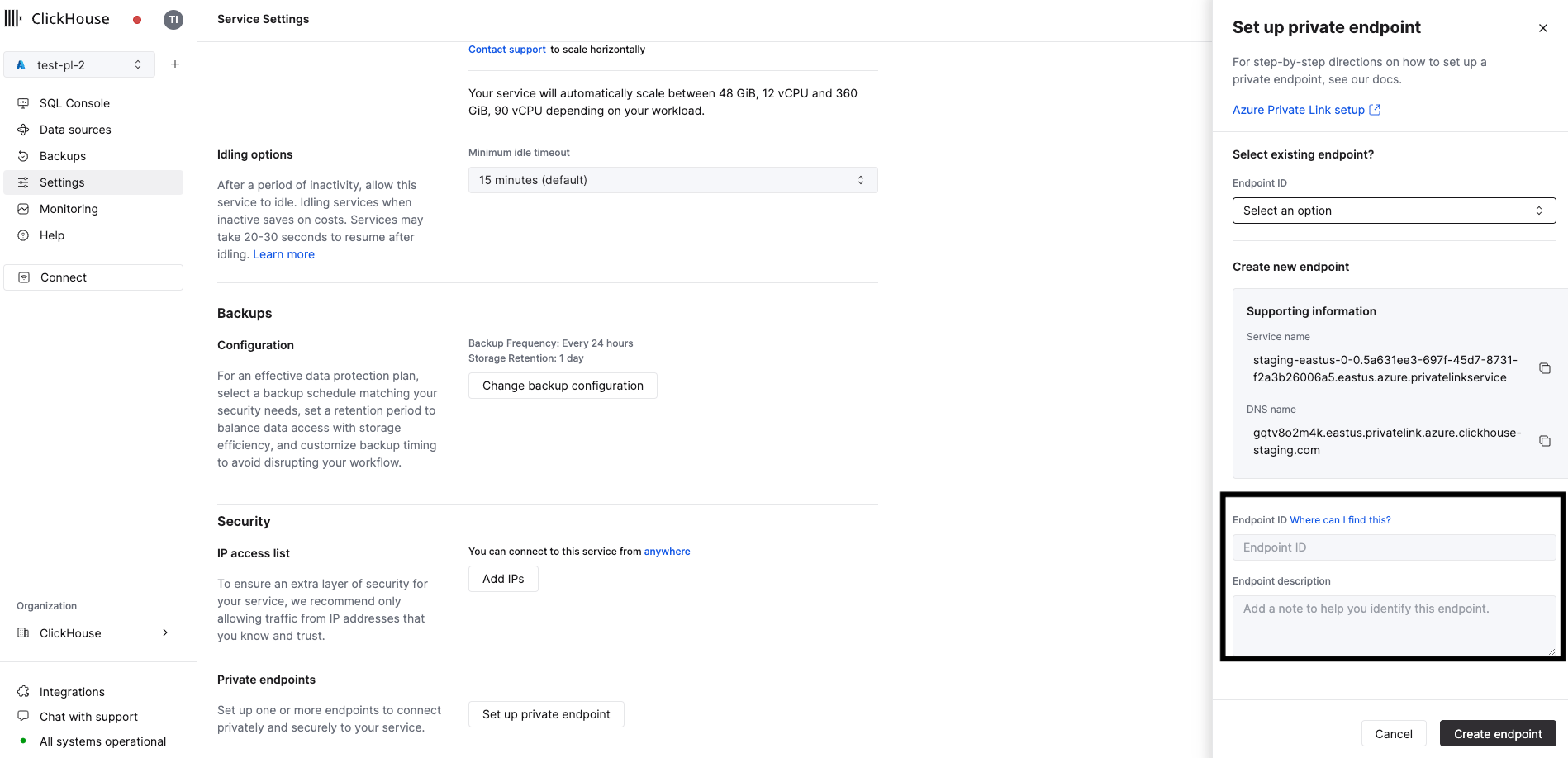 Private Endpoints Filter - Zoomed